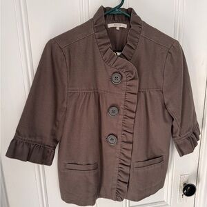 RW&CO. Women’s Brown Ruffled Blazer